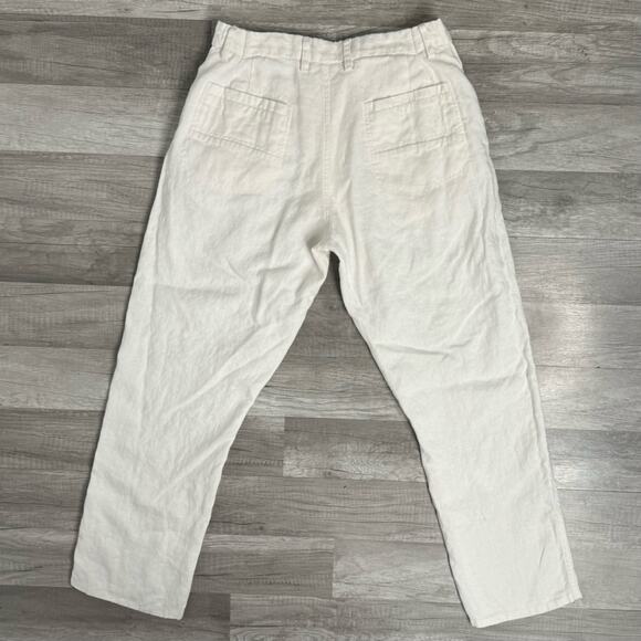 Linen Island Importer Pants White Unlined Tapped Leg Summer Minimalist - Picture 5 of 9